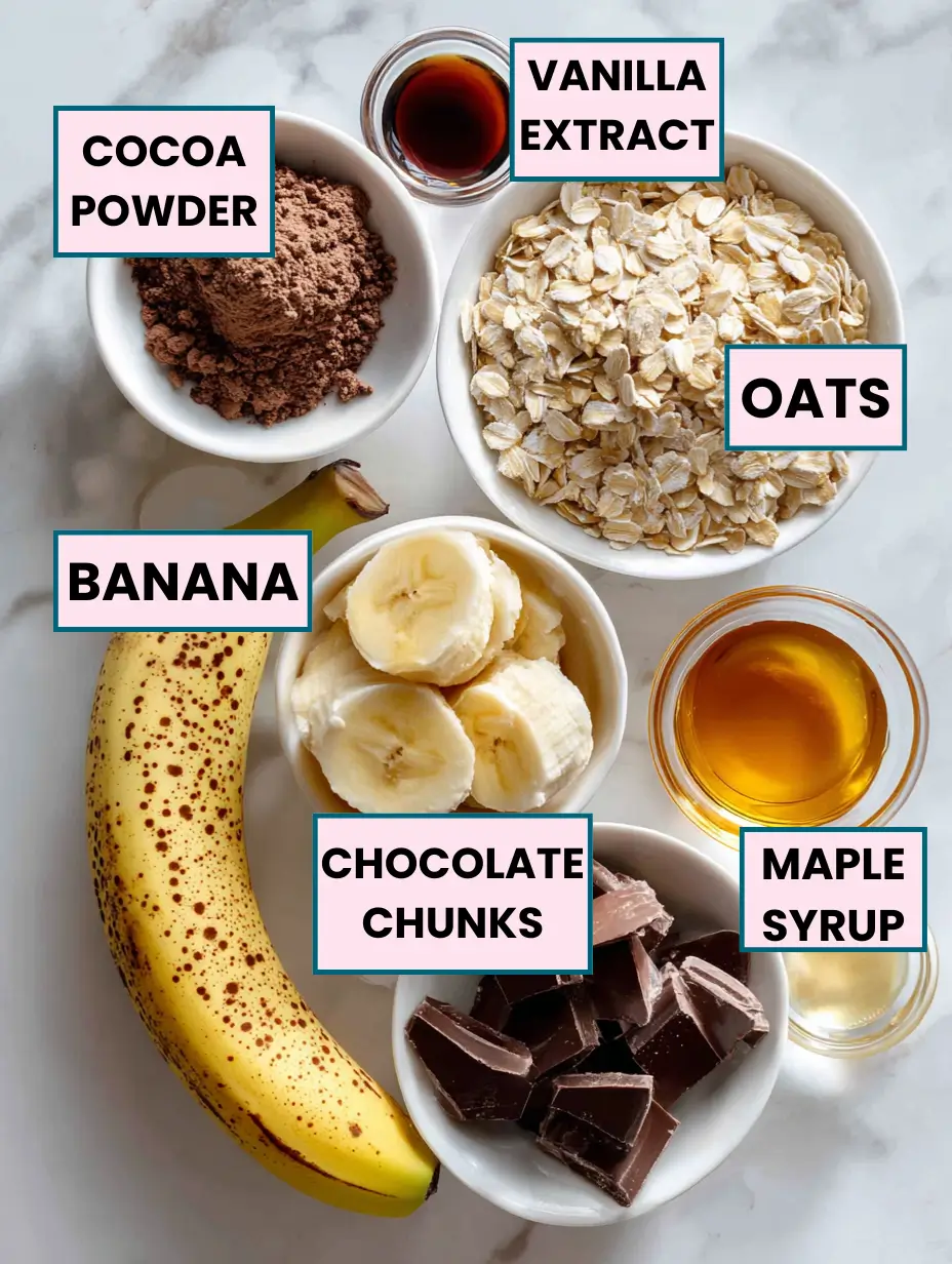 Double Chocolate Banana Oatmeal Cookies 8 double-chocolate-banana-oatmeal-cookies-ingredients