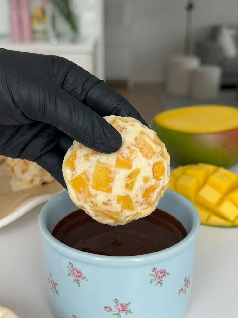 chocolate-mango-yogurt-bites-dipping-chocolate