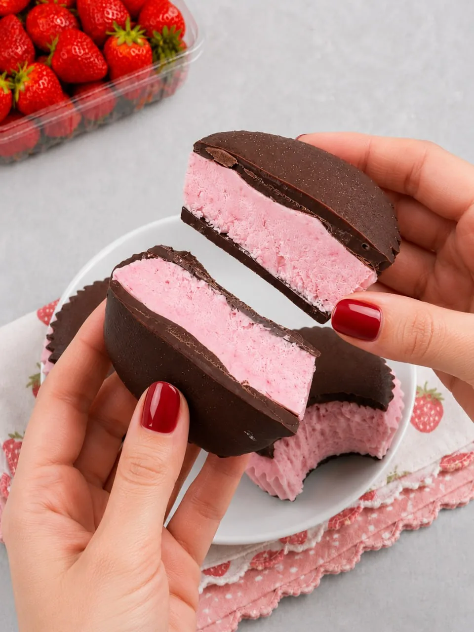 hands-holding-protein-strawberry-ice-cream-bite-split-open