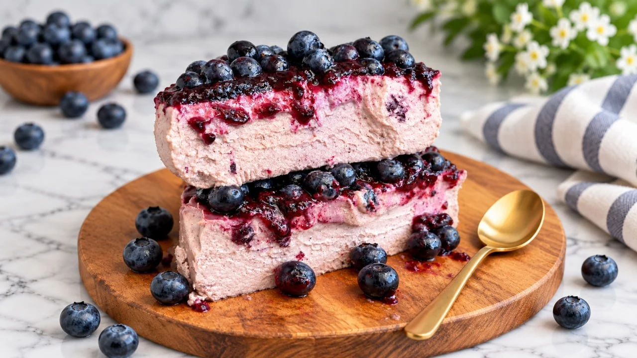 stacked-slices-of-high-protein-blueberry-cheesecake-with-a-gold-spoon